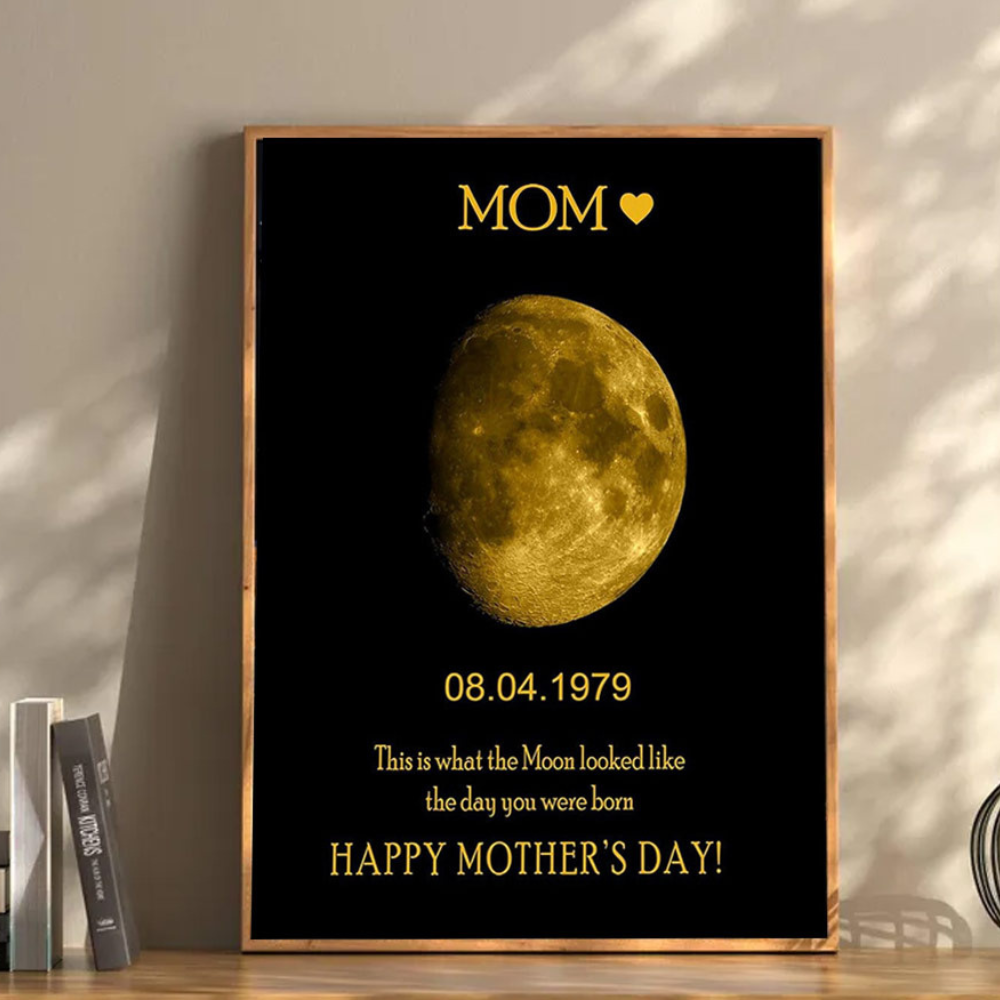 Custom Moon Phase Wood Photo Sign For Mother's Day Gift.