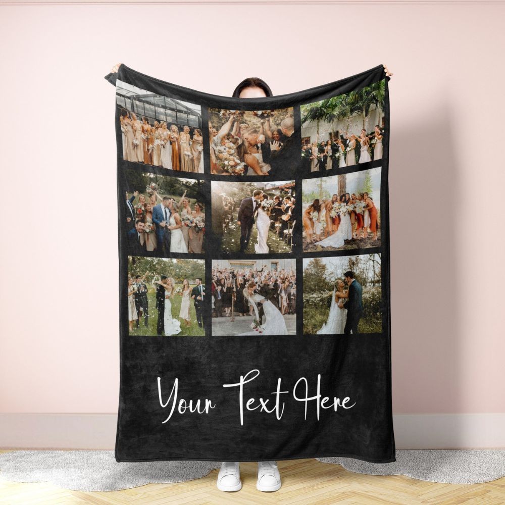 Personalized Photo Blanket, Photo Blanket with Text,  Anniversary Gift, Couples Gift