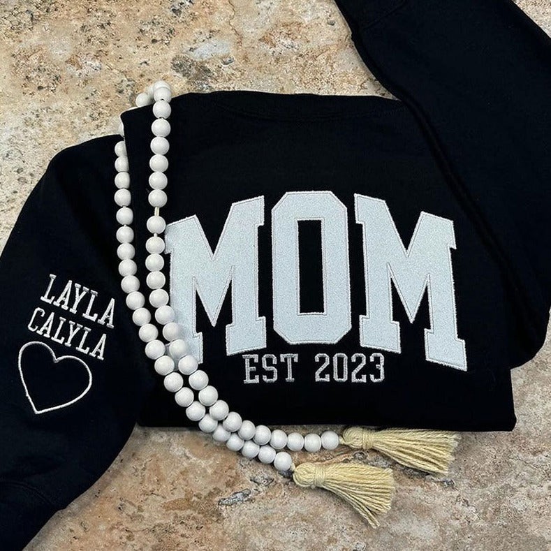 Personalized Grandma Embroidered Sweatshirt, Grandkids names on sleeve