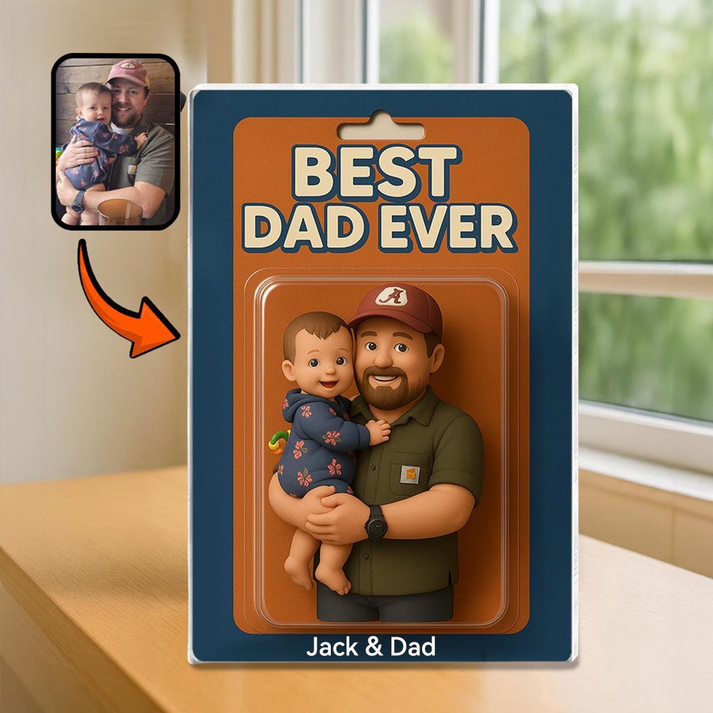 Personalized Dad and Kids Action Figure Acrylic Block for Father's Day.