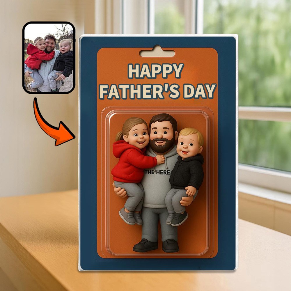 Personalized Dad and Kids Action Figure Acrylic Block for Father's Day.