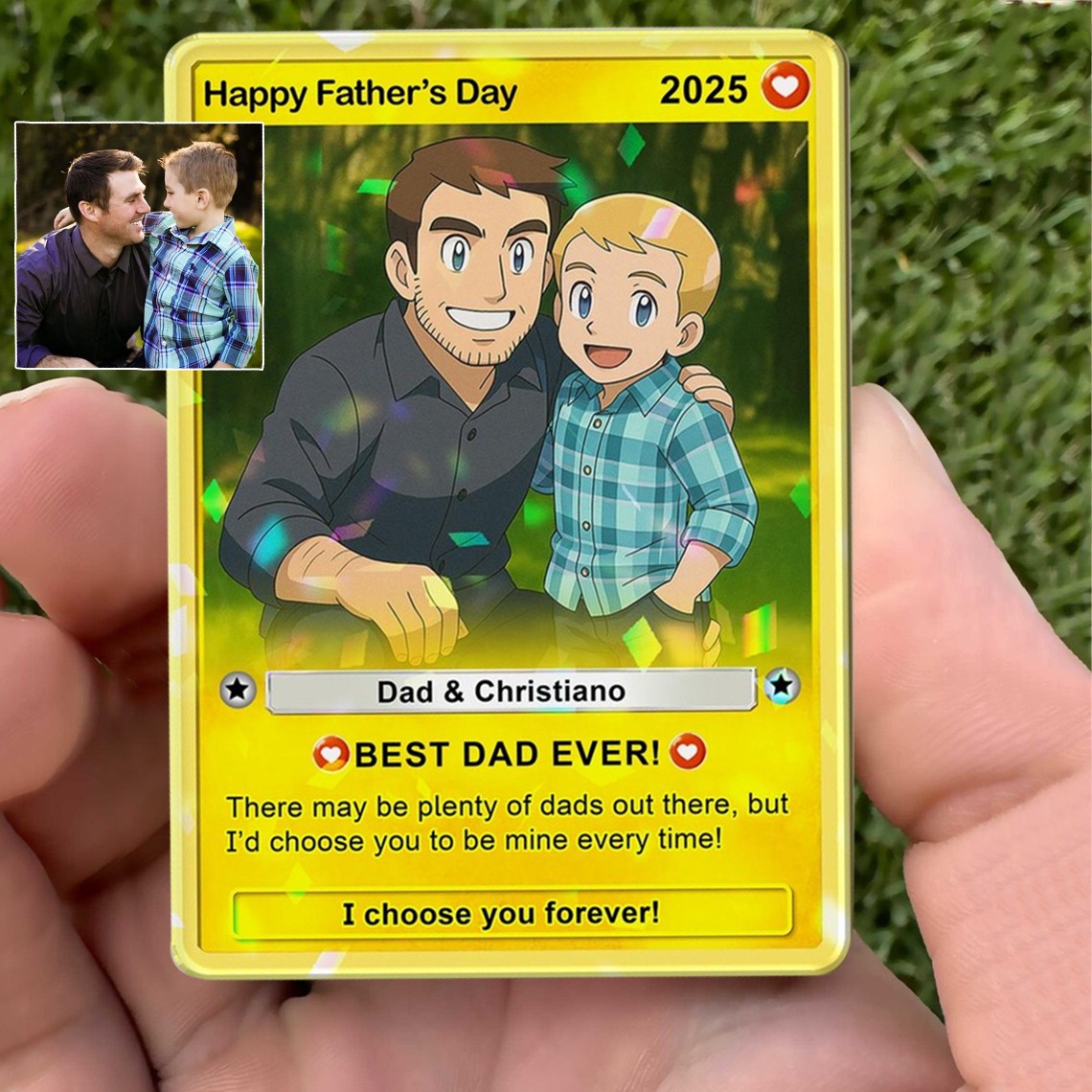 Personalized Father's Day Anime Card With Child's Name and Photo