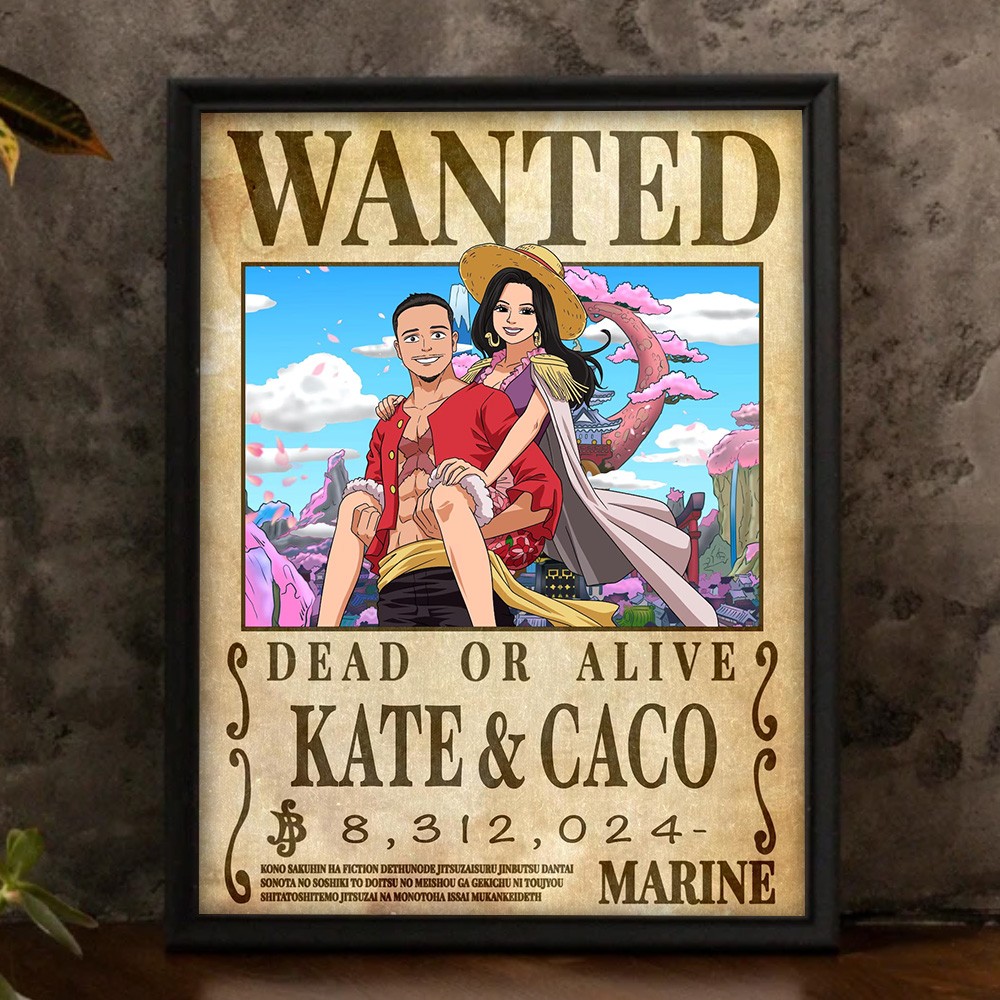 Personalized Couple Anime Portrait Photo Frame, Valentine's Day Gift.