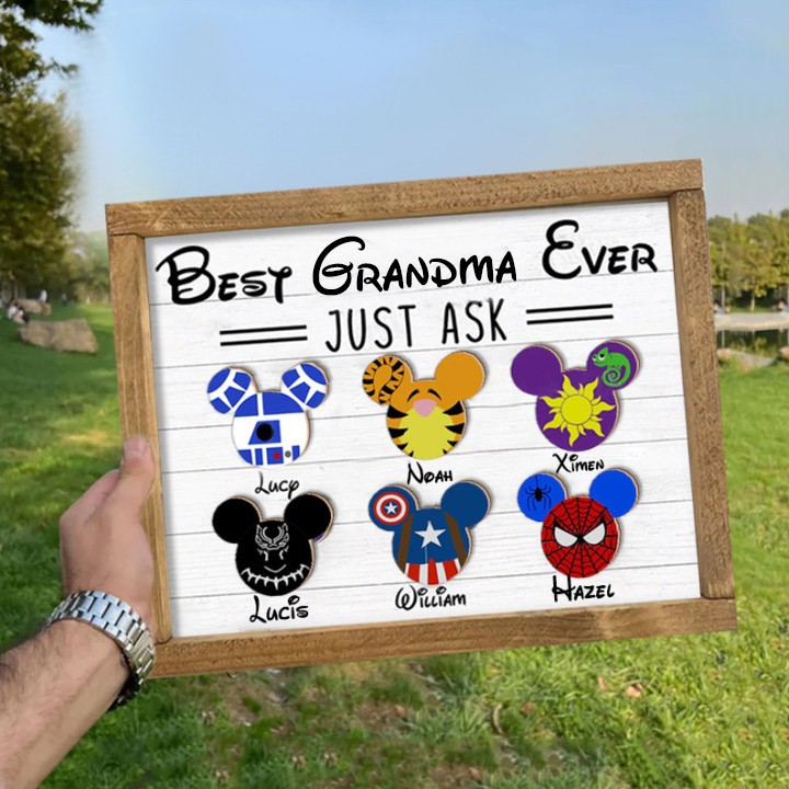 Personalized  Best Mom Grandma Ever Wooden Sign, Custom  Characters Sign, Mother's Day Gift Ideas