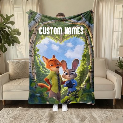 Personalized Couple Anime Portrait Photo blankets.