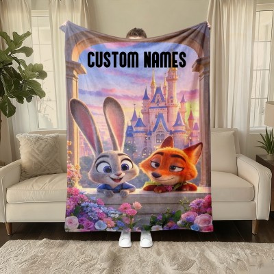 Personalized Couple Anime Portrait Photo blankets.
