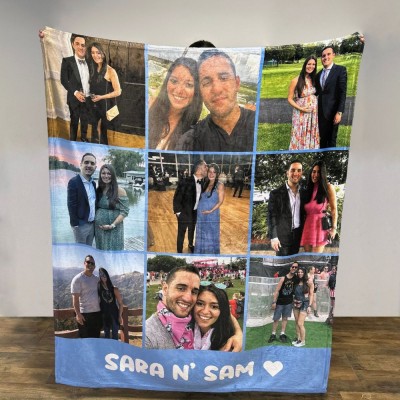 Personalized Photo Blanket, Photo Blanket with Text,  Anniversary Gift, Couples Gift