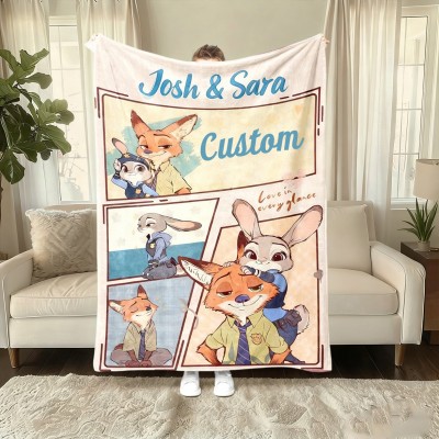 Personalized Couple Anime Portrait Photo blankets.