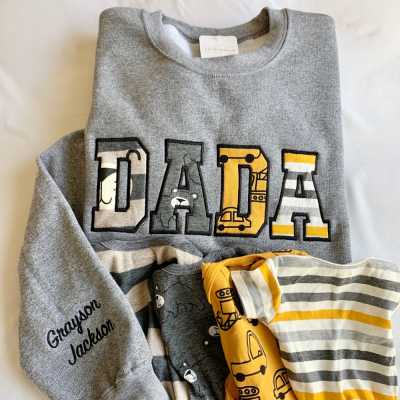 MAMA Keepsake  Sweatshirt with Baby Embroidered Clothes,Custom Mother's Day Gift.