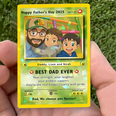 Personalized Father's Day Anime Card With Child's Name and Photo
