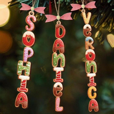 Custom Gingerbread Alphabet Ornament,Christmas Gift.