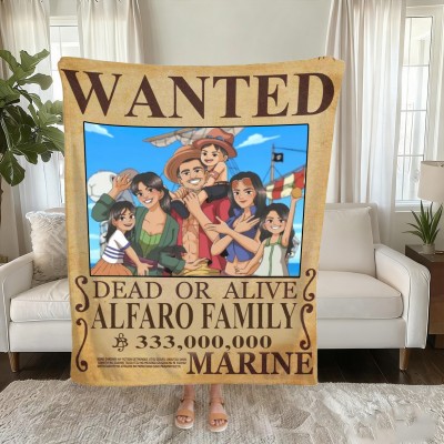 Personalized Couple Anime Portrait Photo blankets.