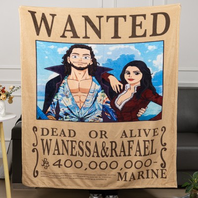 Personalized Couple Anime Portrait Photo blankets.