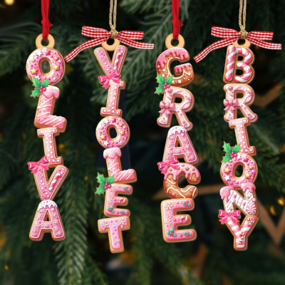 Custom Gingerbread Alphabet Ornament,Christmas Gift.