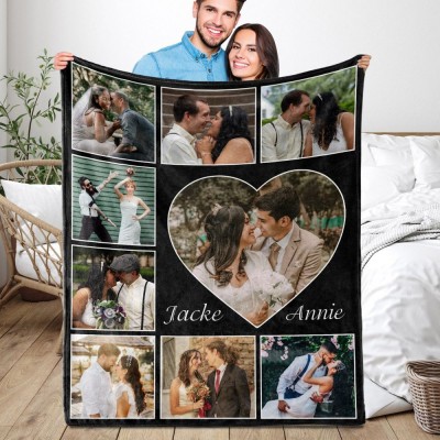 Personalized Photo Blanket, Photo Blanket with Text,  Anniversary Gift, Couples Gift