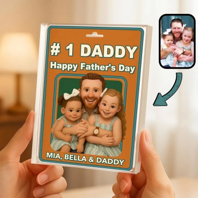 Personalized Dad and Kids Action Figure Acrylic Block for Father's Day.