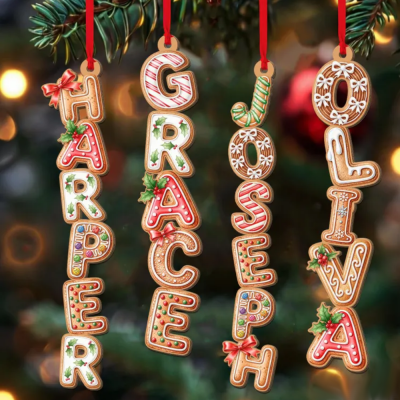 Custom Gingerbread Alphabet Ornament,Christmas Gift.