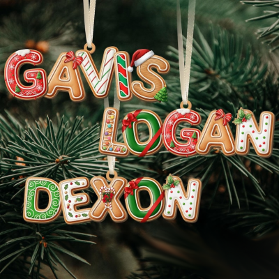 Custom Gingerbread Alphabet Ornament,Christmas Gift.