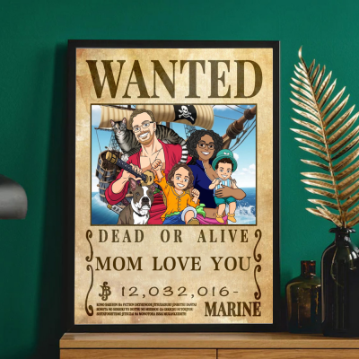 Personalized Family Anime Portrait Photo Frame, Mother's Day Gift.