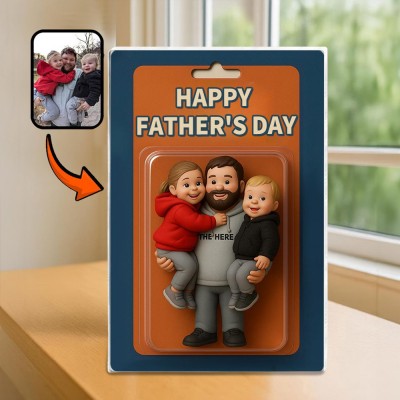 Personalized Dad and Kids Action Figure Acrylic Block for Father's Day.
