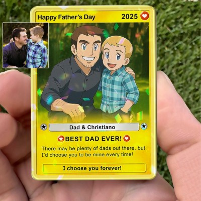 Personalized Father's Day Anime Card With Child's Name and Photo