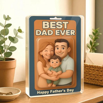 Personalized Dad and Kids Action Figure Acrylic Block for Father's Day.