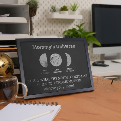 Personalized Moon Phase Wood Frame Family Gifts Mother's Day Gift