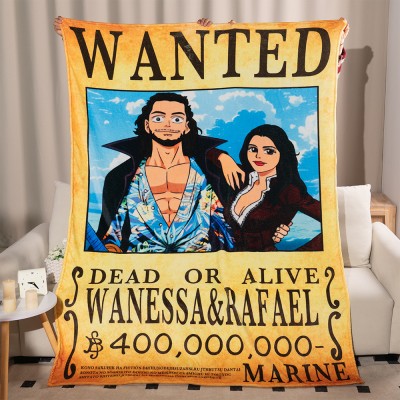 Personalized Couple Anime Portrait Photo blankets.