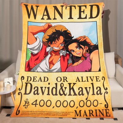 Personalized Couple Anime Portrait Photo blankets.