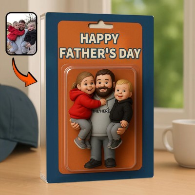 Personalized Dad and Kids Action Figure Acrylic Block for Father's Day.
