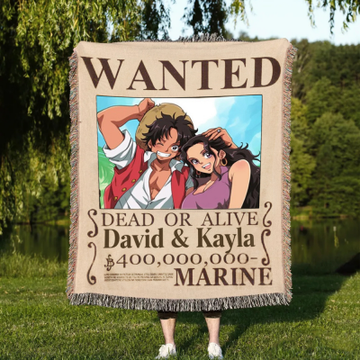 Personalized Couple Anime Portrait Photo blankets.