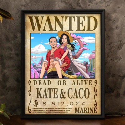 Personalized Couple Anime Portrait Photo Frame, Valentine's Day Gift.