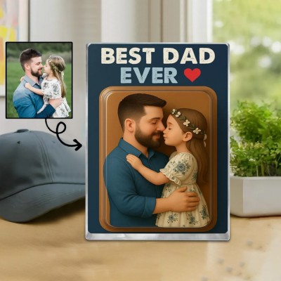 Personalized Dad and Kids Action Figure Acrylic Block for Father's Day.
