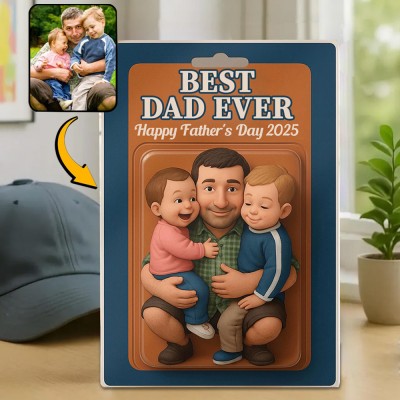 Personalized Dad and Kids Action Figure Acrylic Block for Father's Day.