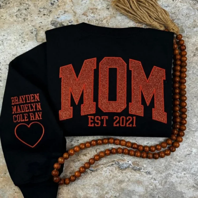 Personalized Grandma Embroidered Sweatshirt, Grandkids names on sleeve