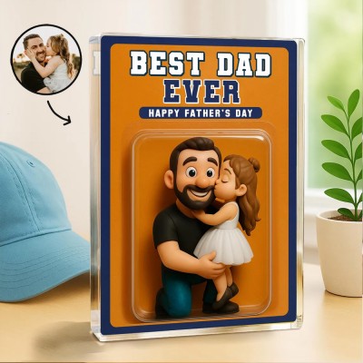 Personalized Dad and Kids Action Figure Acrylic Block for Father's Day.