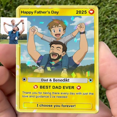 Personalized Father's Day Anime Card With Child's Name and Photo