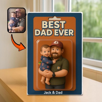 Personalized Dad and Kids Action Figure Acrylic Block for Father's Day.