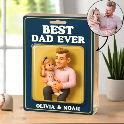 Personalized Dad and Kids Action Figure Acrylic Block for Father's Day.