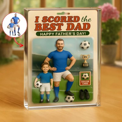 Personalized Dad and Kids Action Figure Acrylic Block for Father's Day.